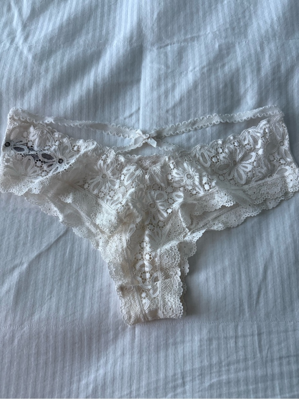 Victoria's Secret Cream Lace Sheer Bikini Panty